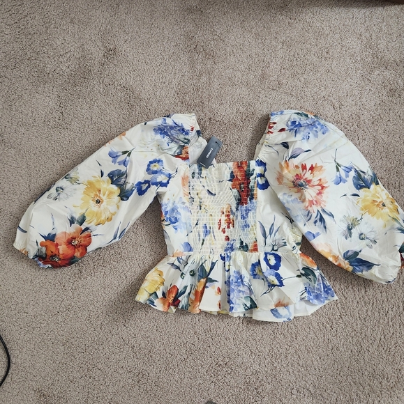 Brand New Women Floral V-neck Cotton Top XS - Picture 4 of 8